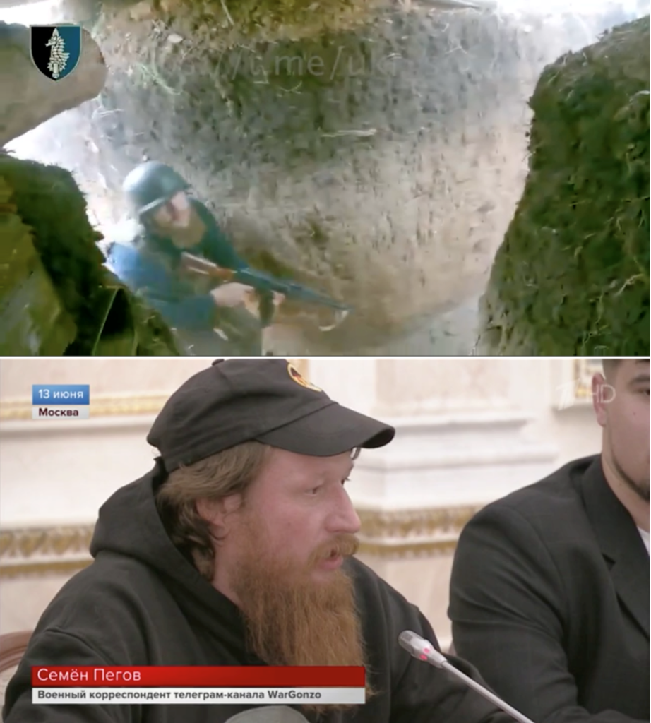 Comparison of the red-bearded man from the 73rd Naval Center of Operations’ video and Pegov talking at a press conference. (Source: @ukr_sof/archive, top; Perviy Kanal/archive, bottom)   - Nika Aleksejeva, Resident Fellow, Riga, Latvia